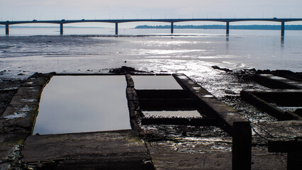 Matériel d'ostréiculture ey cabanes d'ostréiculteurs, sur l'île d'Oléron