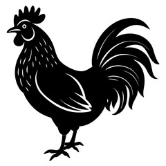 chicken, rooster, bird, hen, cartoon, animal, farm, vector, illustration, poultry, cockerel, isolated, silhouette, animals, fowl, drawing, white, beak, chick, nature, feather, art, egg, cute, birds