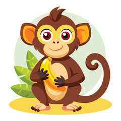 monkey with a bananna vector 