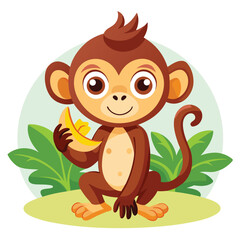 monkey with a bananna vector 