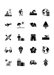 set of travel icons, summer vacation, trip
