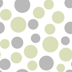 Simple abstract geometric polka dot seamless pattern Mixed silhouette circles, polka dots, rounded shapes isolated on white background