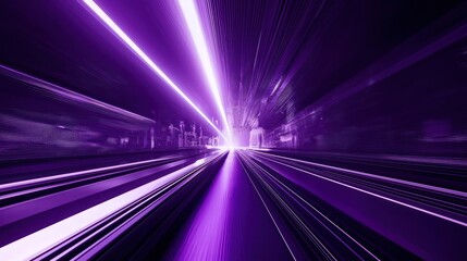 Fototapeta premium Purple Light Speed: Futuristic Highway at Night