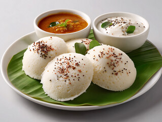 Soft and Fluffy Steamed South Indian Idli, Traditional Rice Cakes Served Fresh and Hot
