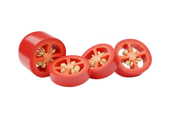Sliced Red Chili Isolated on Transparent Background for Menu Options
