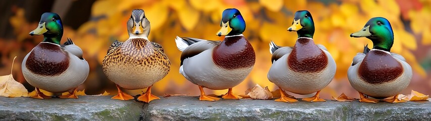 Ducks on a Stone in Autumn
