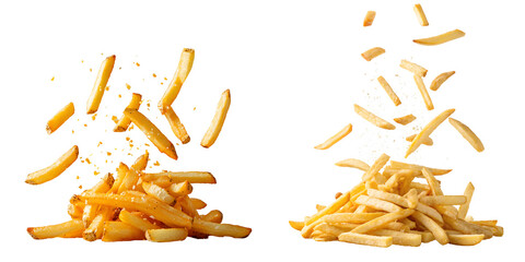  Crispy french fries flying in mid-air, fast food, snack, 