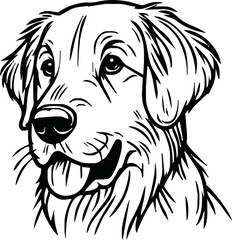 Dog, puppy hand drawn line style vector illustration isolated on white background