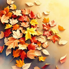 Falling Autumn Leaves in Warm Tones for Seasonal Background