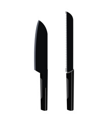 Two kitchen knife isolated on white background