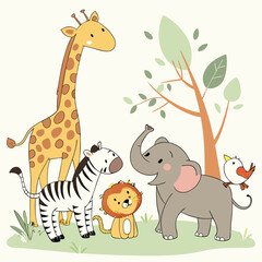 set of cartoon animals