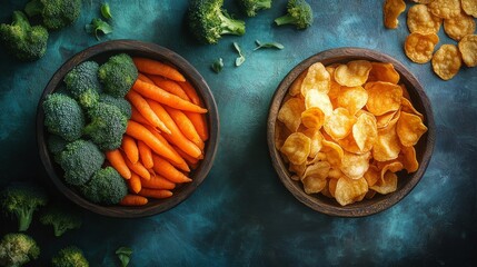 How can combining junk food with healthy options, such as replacing chips with roasted vegetables, bring balance to your diet