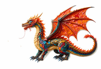 Fantasy Dragon Made from Layered Colored Paper