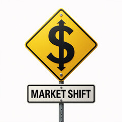 Obraz premium A yellow and black sign with a dollar sign on it. with text 