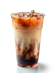 Iced Coffee: Creamy Swirl, Refreshing Beverage, in a Plastic Cup