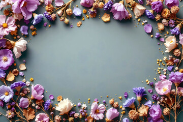 Colorful Gemstones Frame on Soft Blue Background