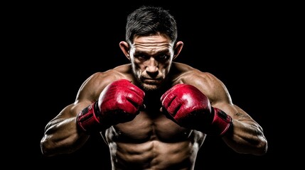 Powerful Boxer: Dramatic Studio Portrait with Red Gloves