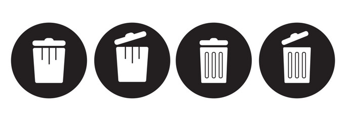 Trash bin. Vector isolated icons. Black vector trash dusbin sign icon isolated elements.  