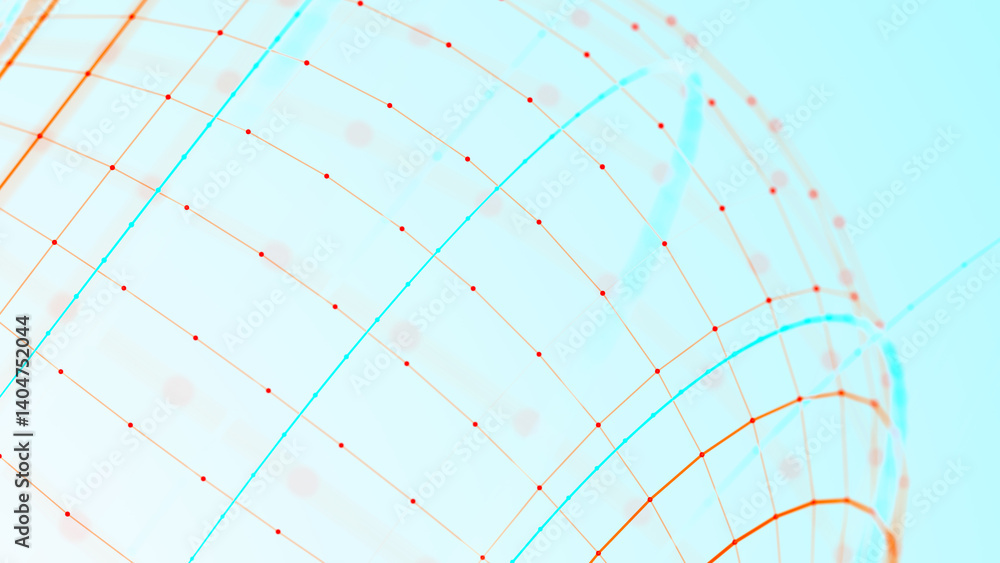 Aufkleber abstract 3d sphere. futuristic dots background. colored music surface. 3d rendering.
