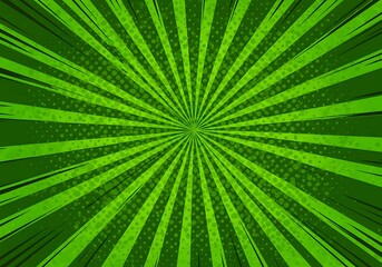 Obraz premium Green Comic Book Burst: Vibrant Radial Design