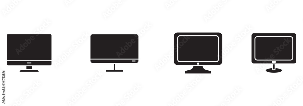 Poster computer monitor screen flat icon set for apps and websites .