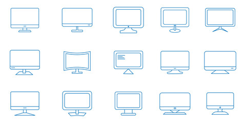 Computer monitor screen flat icon set  for apps and websites .  