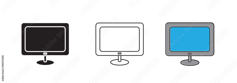 Poster computer icon set. computer monitor icon vector.