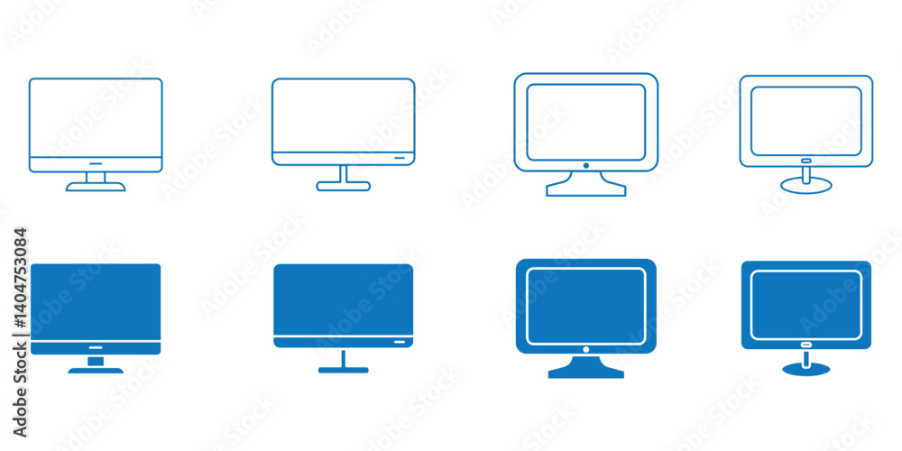 Poster computer icon set. computer monitor icon vector.