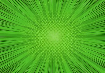 Obraz premium Vibrant Green Comic Book Speed Lines Burst Background