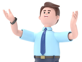 3D illustration of Asian man Felix celebrates success. Concept of success, Transparent Background Mockup.Supports PNG files with transparent backgrounds.