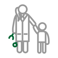 Pediatrician Vector Line Dark Green Grey Icon Design