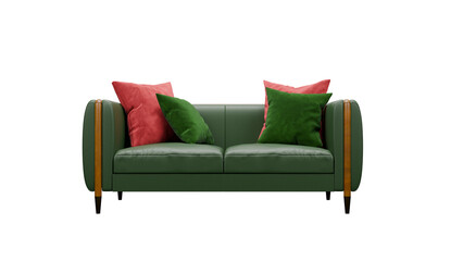 Green  sofa isolated on transparent background