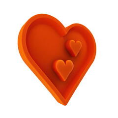 Fototapeta premium A vibrant orange heart shape with two smaller hearts nested inside, showcasing a playful and loving design.