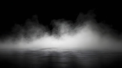 Fototapeta premium Smoke black ground fog cloud floor mist background steam dust dark white horror overlay. Ground smoke haze night black water atmosphere 3d magic spooky smog texture isolated transparent effect circle.