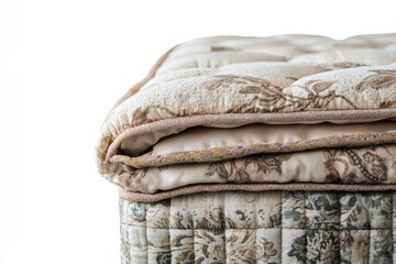 Stacked Floral Quilt Fabric Textiles with Pattern on White