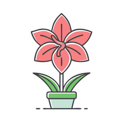 A Lovely Pink Flower in a Green Pot A Delightful Illustration of a Blooming Plant