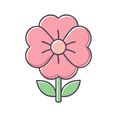 A Lovely Pink Flower with Green Leaves a Delightful Spring Blossom Illustration