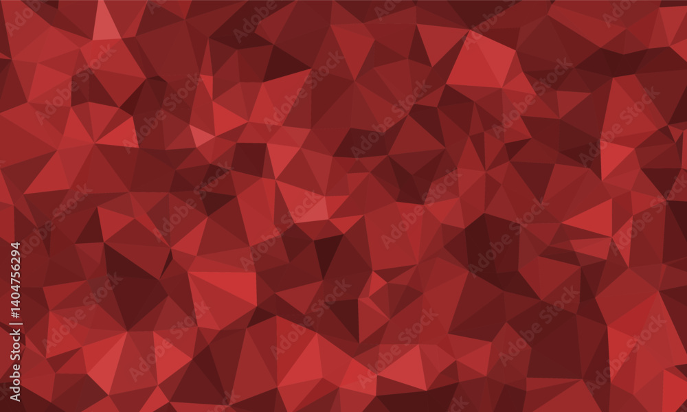 Poster seamless geometric low poly pattern with varying shades of deep red for background design