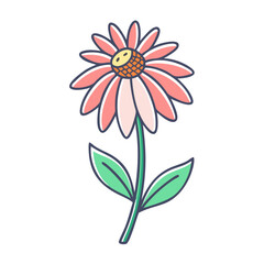 A Delicate Pink Coneflower with Vibrant Green Leaves