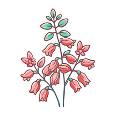 Delicate Pink Flower Bouquet Illustration Botanical Drawing Spring Blossom Floral Design Pretty Pink Flowers Artistic Nature Artwork