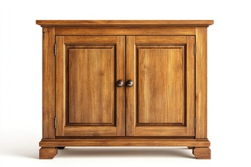 Wooden Cabinet with Doors in Natural Light on White