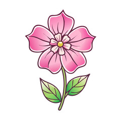 Obraz premium A Delicate Pink Flower with Green Leaves Botanical Illustration