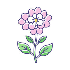 Charming Pink Flower with Delicate White Center and Lush Green Leaves