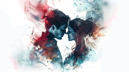 Abstract smoke portrait of two faces symbolizing love and connection