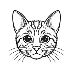 Obraz premium Black cat face line art coloring book page for kid's vector art illustrations