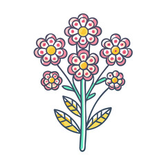 A delightful bouquet of pink and white flowers with yellow centers a charming illustration