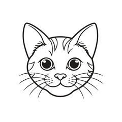 Black cat face line art coloring book page for kid's vector art illustrations