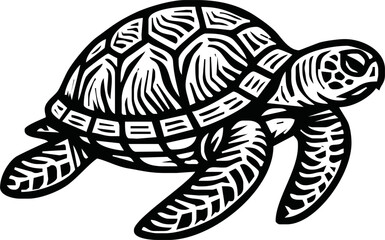 Fototapeta premium Line Art Illustration of sea Turtle. Vector Graphic.