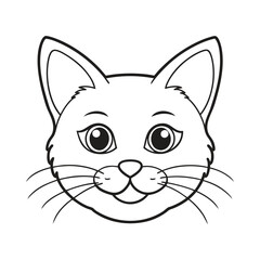 Obraz premium Black cat face line art coloring book page for kid's vector art illustrations