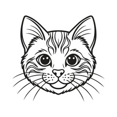 Obraz premium Black cat face line art coloring book page for kid's vector art illustrations